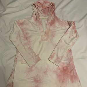 Pink and White Tie Dye V-Neck hoody